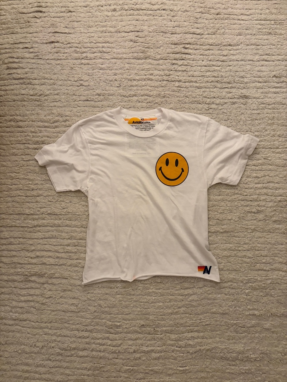 Aviator Nation White Smiley Face Tee